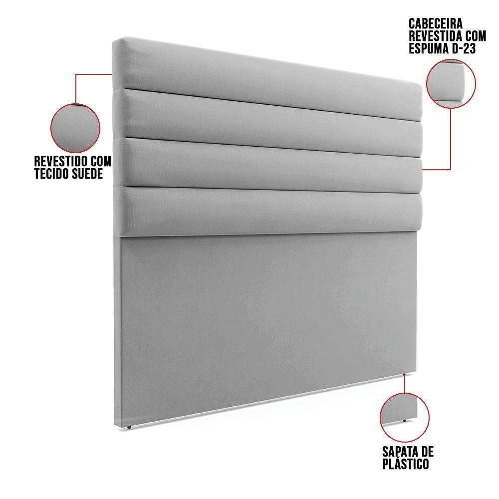 Cabeceira Para Cama Box Queen 160 Cm Suede Cinza - 5