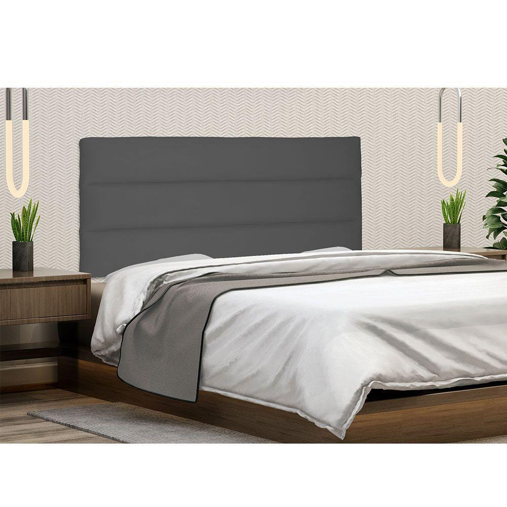 Painel Cabeceira Livia Cama Box Solteiro 90Cm Suede Cinza - 1