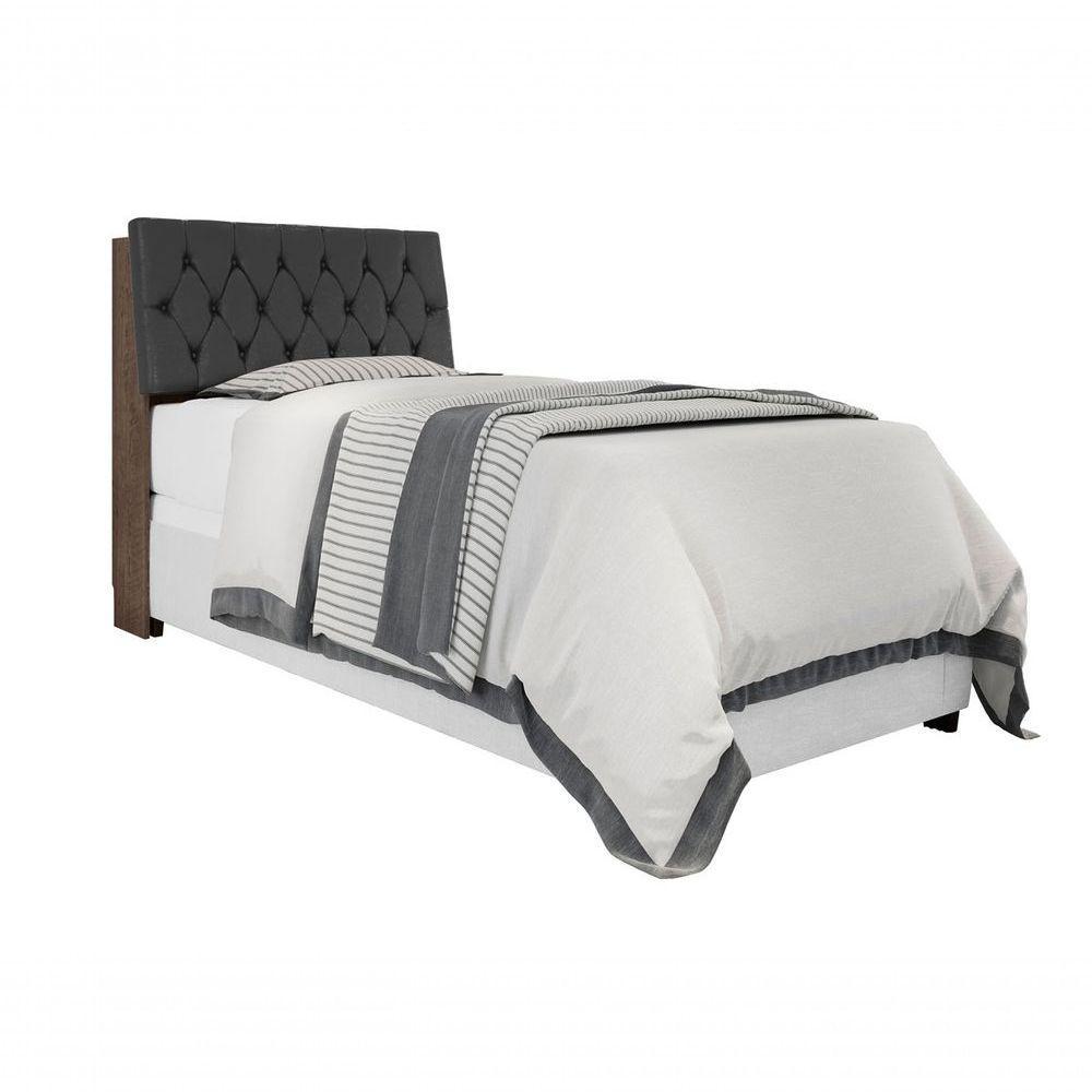 Cabeceira Box Solteiro Isis Chocolate Com Capitonê Preto - 3