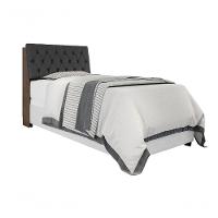 Cabeceira Box Solteiro Isis Chocolate Com Capitonê Preto - 3