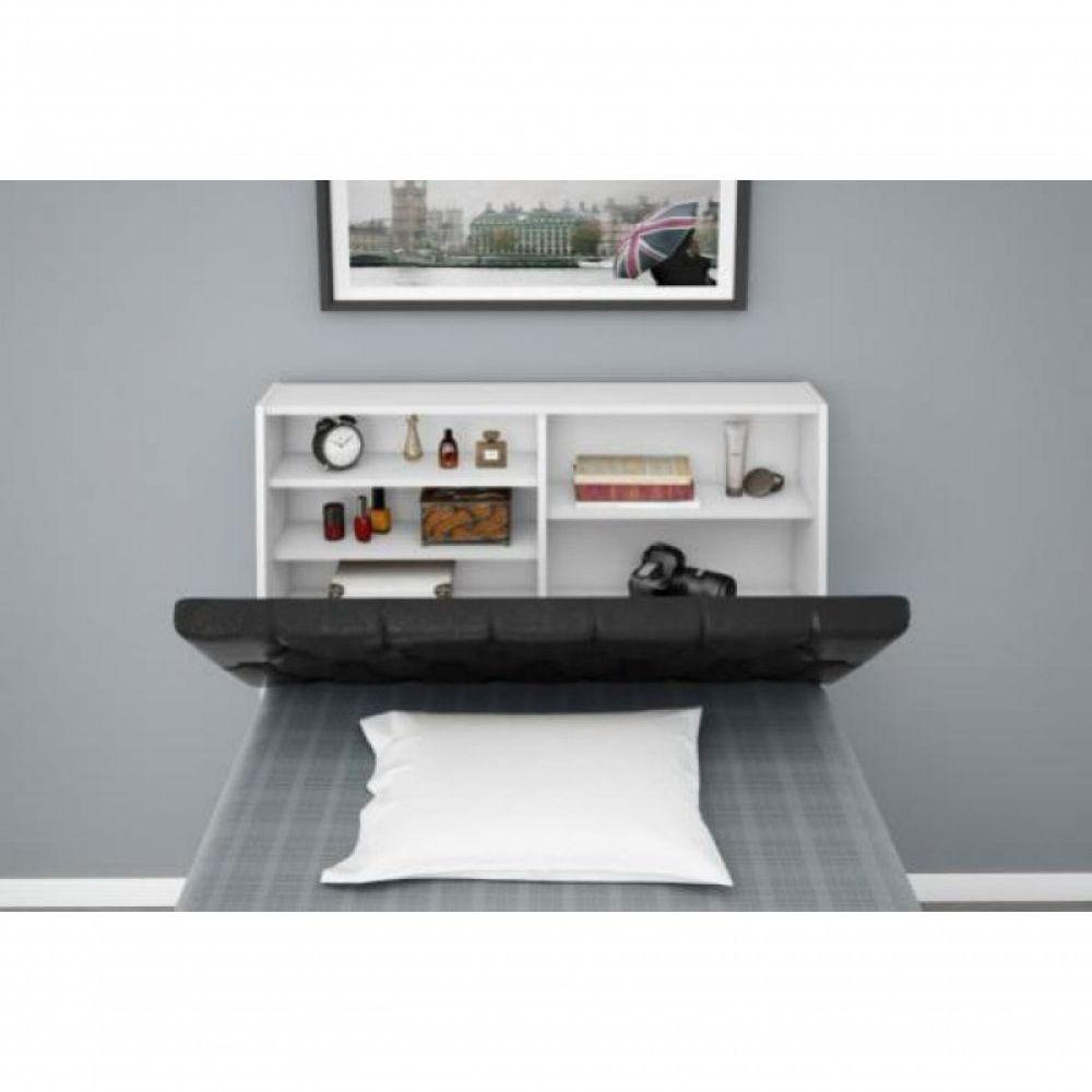 Cabeceira Box Solteiro Isis Branco Com Capitonê Preto - 2