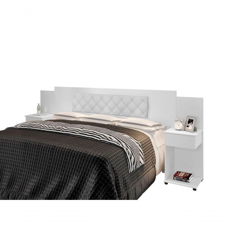 Cabeceira Box Bruna Branco Com Capitonê Branco - 2