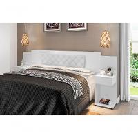 Cabeceira Box Bruna Branco Com Capitonê Branco - 1