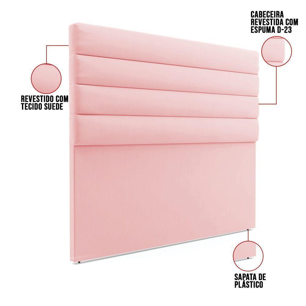 Cabeceira Para Cama Box Casal 140 Cm Suede Rosa Bebê - 4