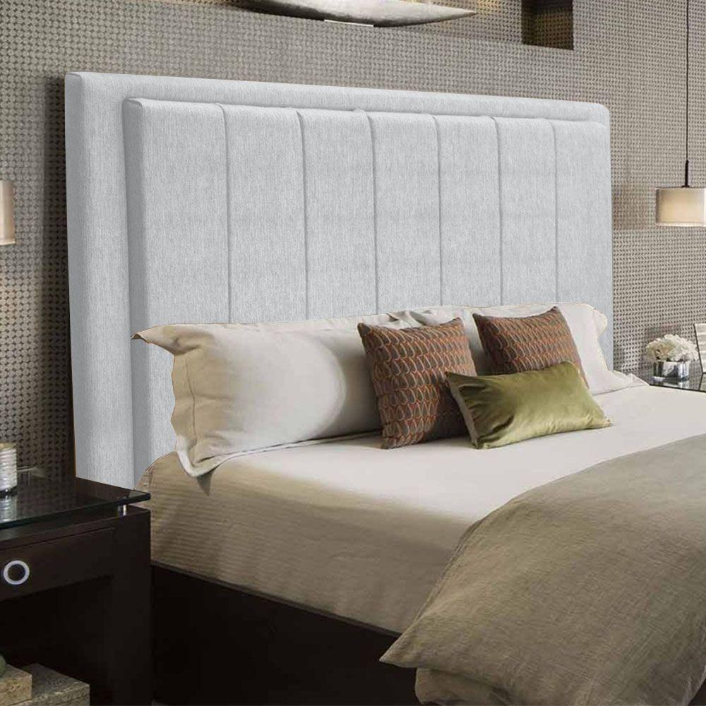 Cabeceira Opala Cama Box King 193Cm Linho Cinza Claro - 1