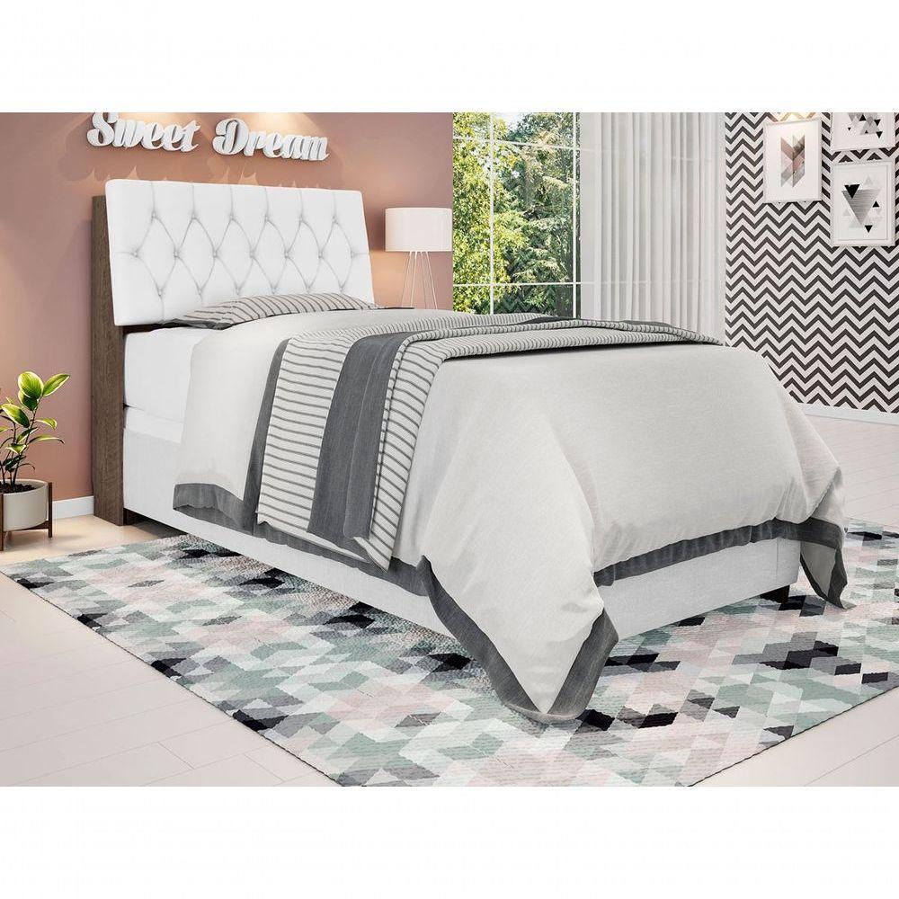 Cabeceira Box Solteiro Isis Chocolate Com Capitonê Branco - 1