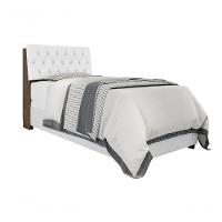 Cabeceira Box Solteiro Isis Chocolate Com Capitonê Branco - 3