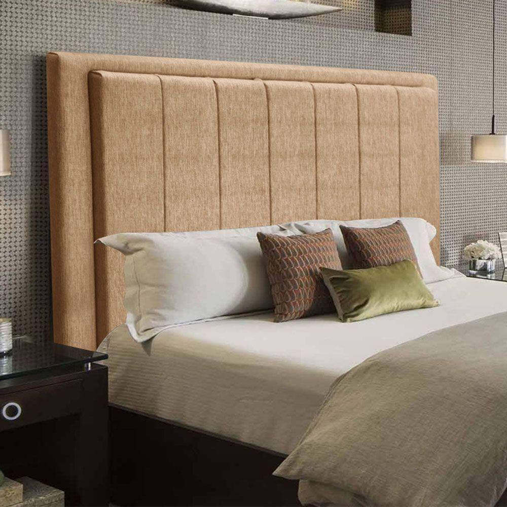 Cabeceira Opala Cama Box Casal 140Cm Linho Bege - 1
