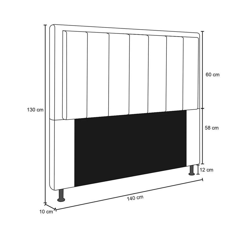 Cabeceira Opala Cama Box Casal 140Cm Linho Bege - 2
