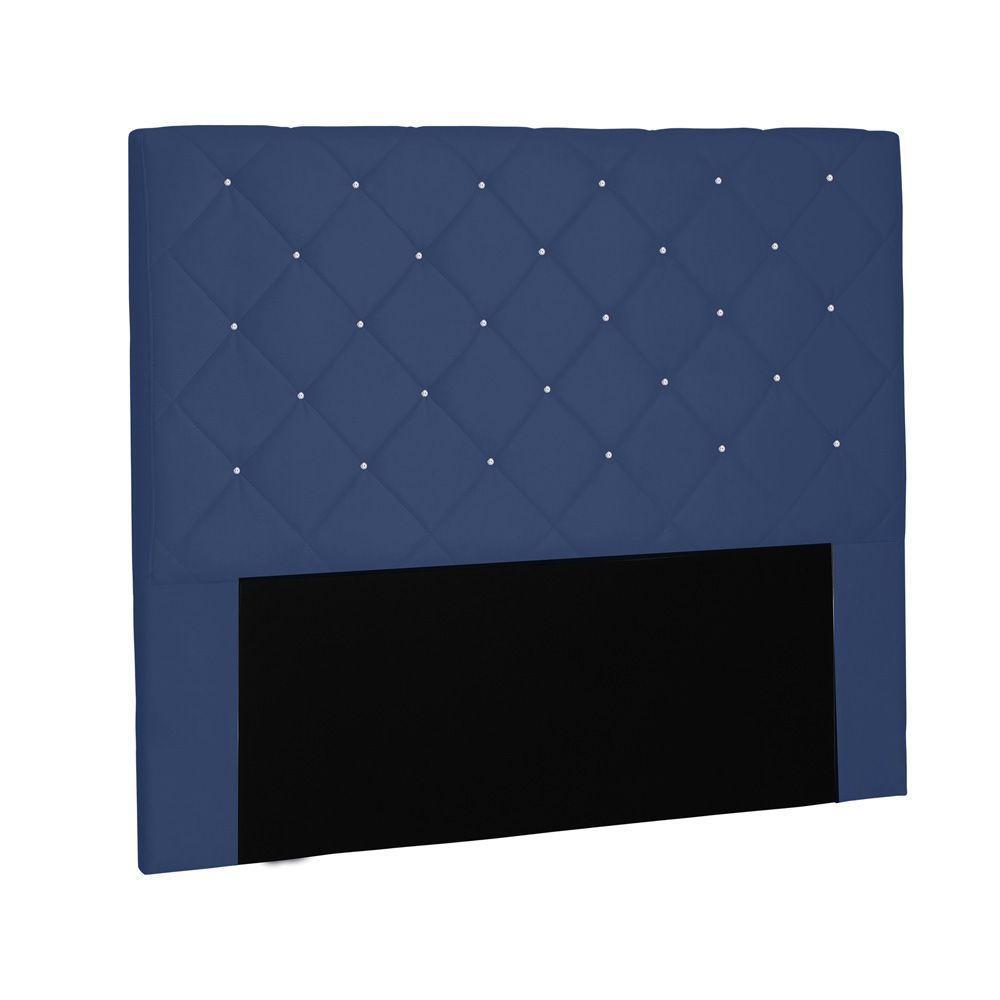 Cabeceira Tania Cama Box Queen 160Cm Suede Azul Marinho - 1