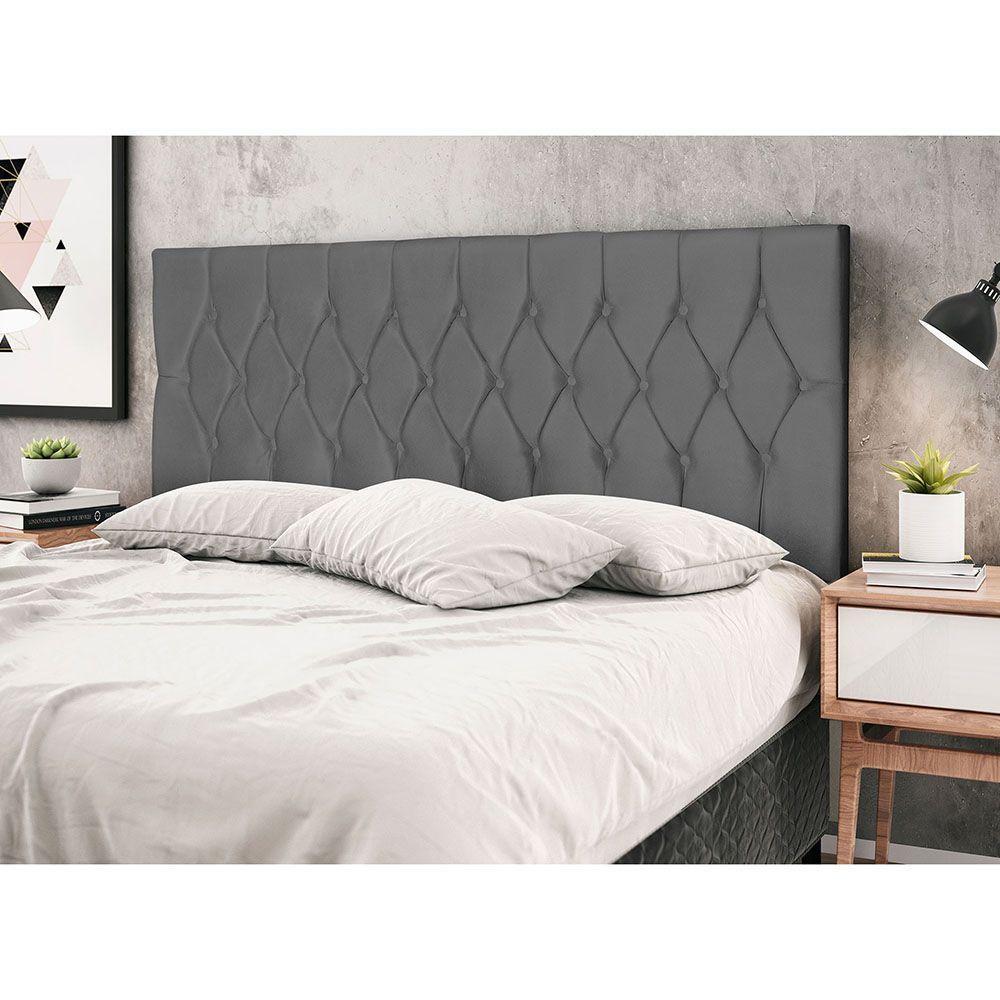 Cabeceira Madri Para Cama Box Queen 164 Cm Suede Cinza - 3