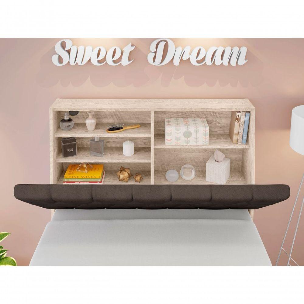 Cabeceira Box Solteiro Isis Amarula Com Capitonê Marrom - 4