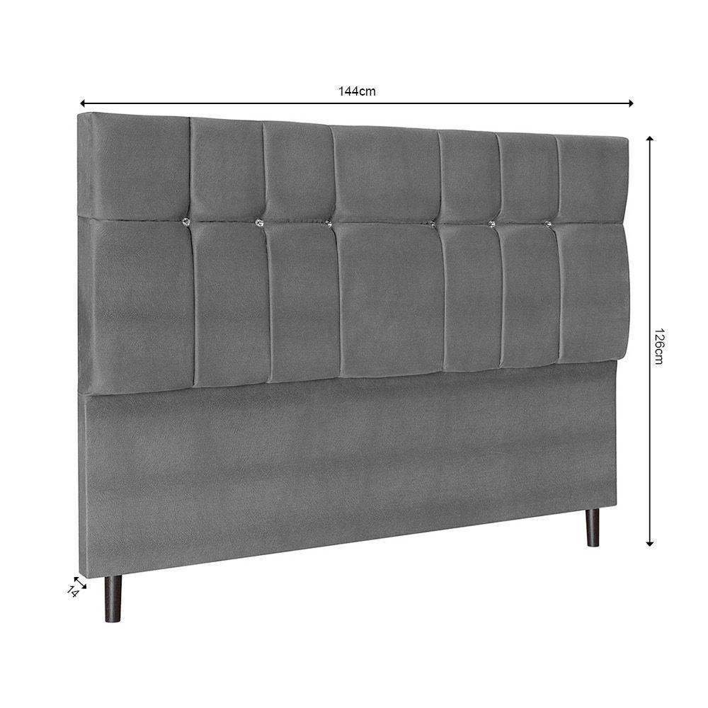 Cabeceira Paris Para Cama Box Casal 144 Cm Suede Cinza - 2