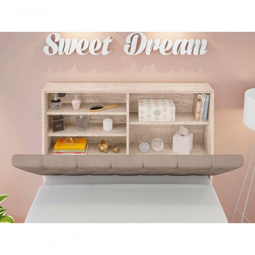 Cabeceira Box Solteiro Isis Amarula Com Capitonê Bege - 4