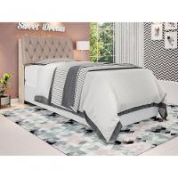 Cabeceira Box Solteiro Isis Amarula Com Capitonê Bege - 2