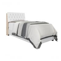 Cabeceira Box Solteiro Isis Amarula Com Capitonê Branco - 1