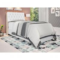 Cabeceira Box Solteiro Isis Amarula Com Capitonê Branco - 2