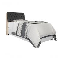 Cabeceira Box Solteiro Isis Amarula Com Capitonê Preto - 1