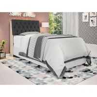 Cabeceira Box Solteiro Isis Amarula Com Capitonê Preto - 2