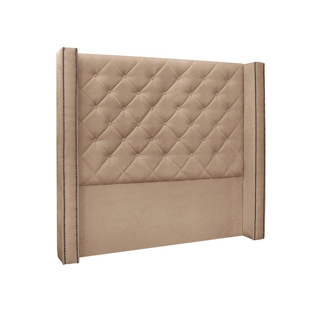 Cabeceira Queen 160 Cm Vicenza Suede Bege - 1