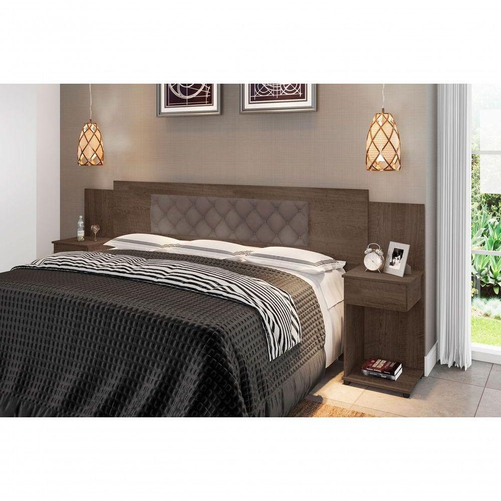 Cabeceira Box Bruna Chocolate Com Capitonê Bege Escuro - 2