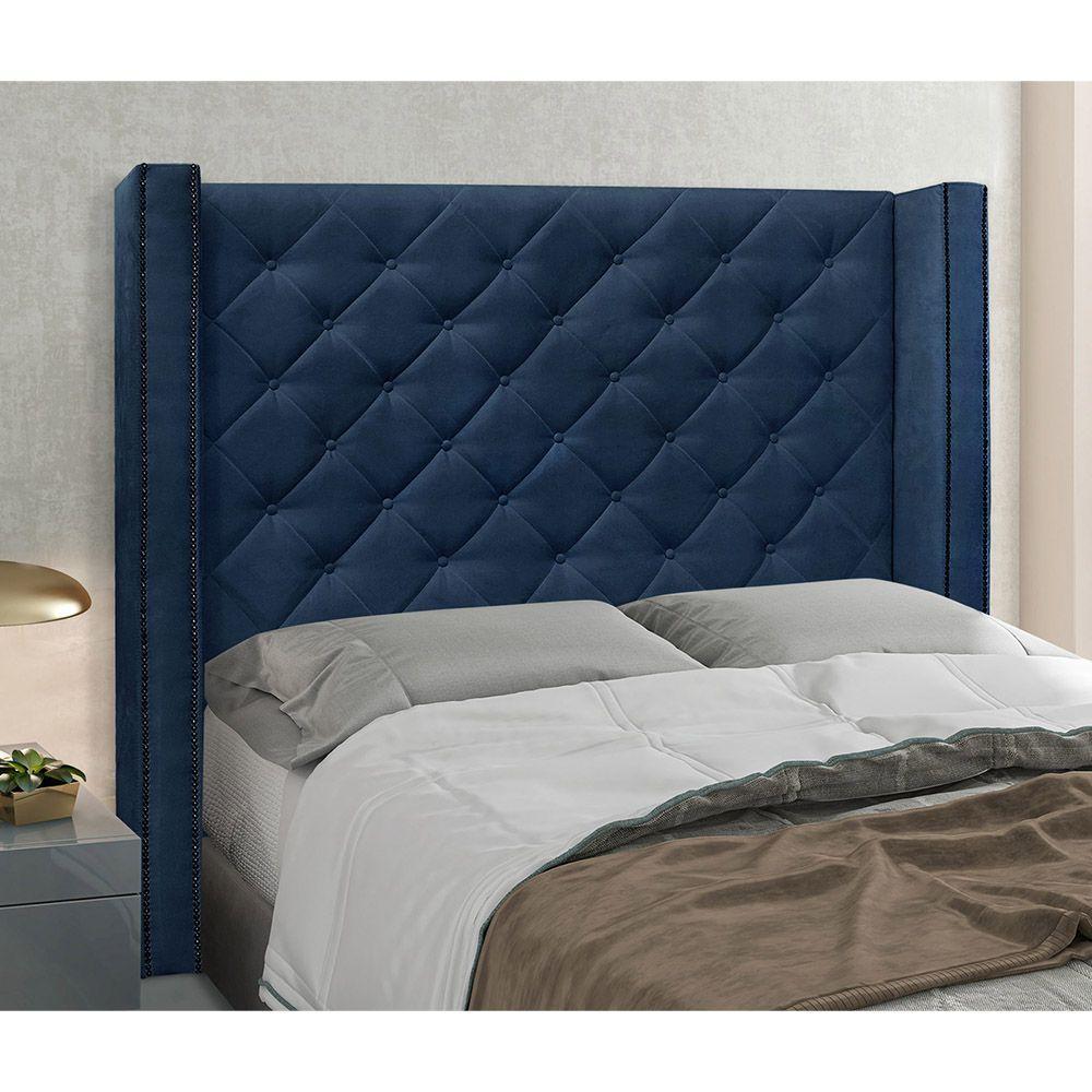 Cabeceira Queen 160 Cm Vicenza Suede Azul Marinho - 5