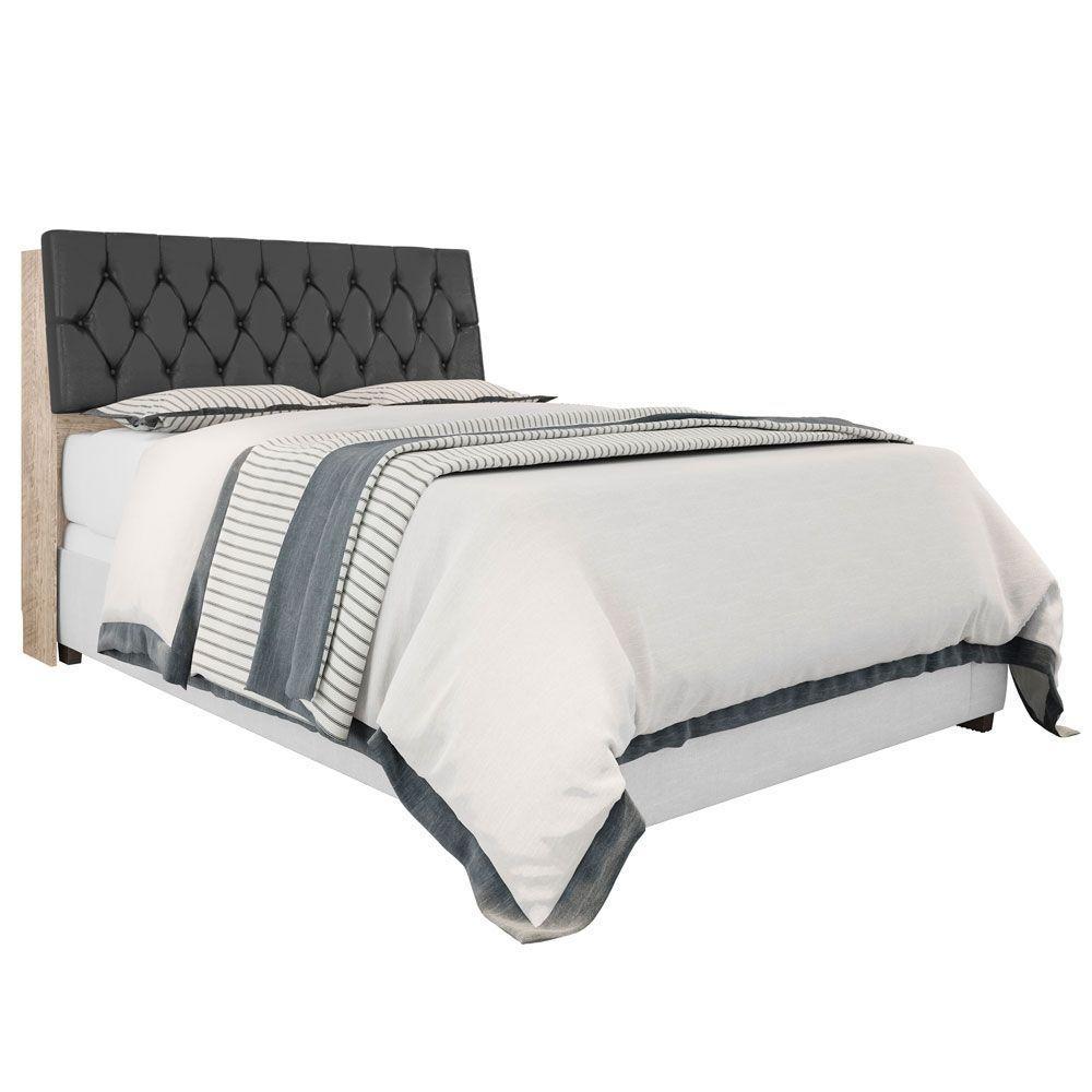 Cabeceira Box Queen Isis Amarula Com Capitonê Preto - 1