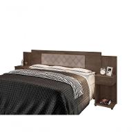 Cabeceira Box Bruna Chocolate Com Capitonê Bege Claro - 1