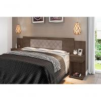 Cabeceira Box Bruna Chocolate Com Capitonê Bege Claro - 2