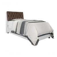 Cabeceira Box Solteiro Isis Branco Com Capitonê Marrom - 2