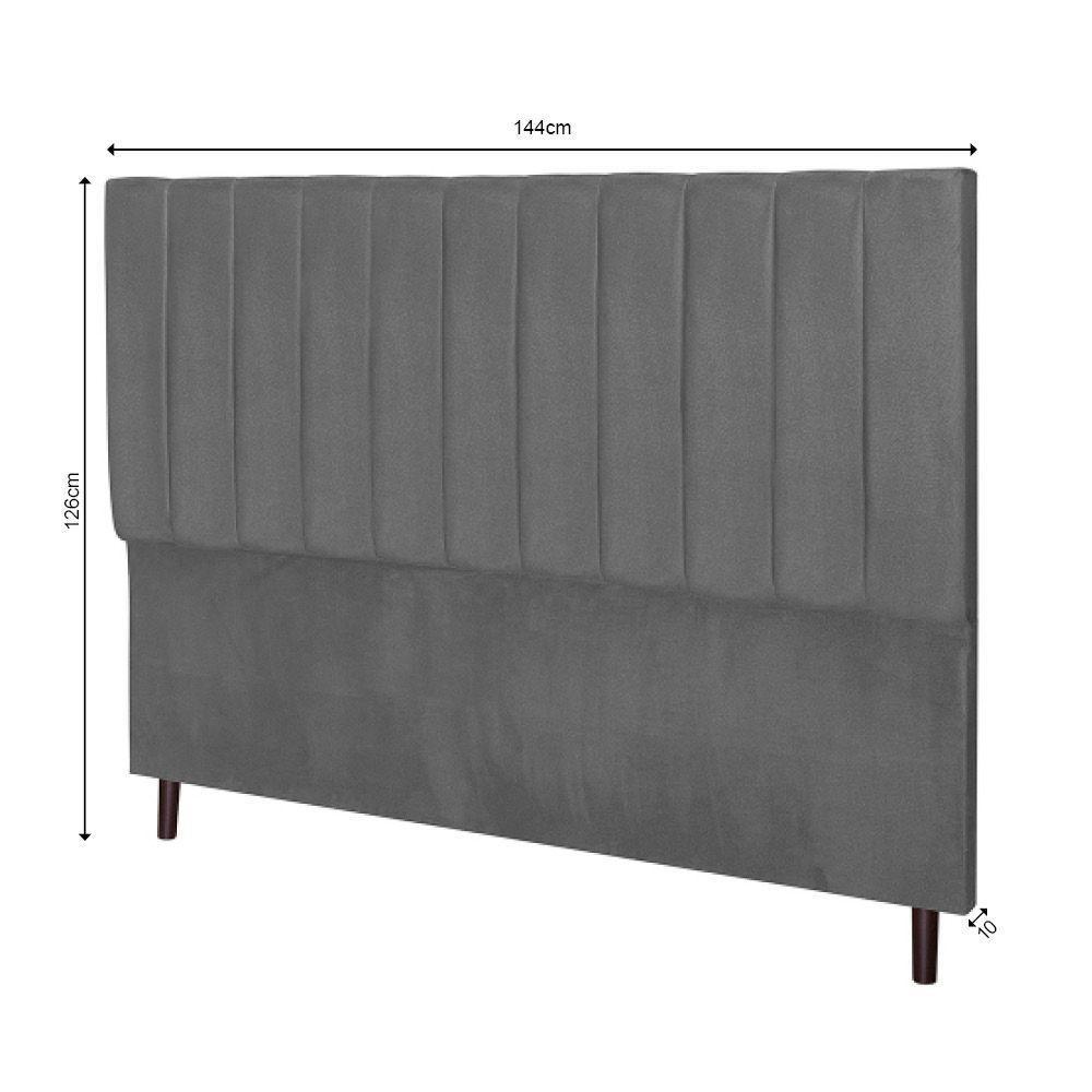 Cabeceira Leblon Para Cama Box Casal 144 Cm Suede Cinza - 2