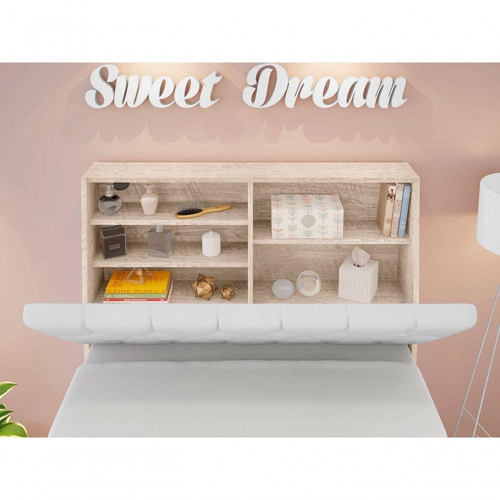 Cabeceira Box Solteiro Isis Amarula Com Capitonê Branco - 4