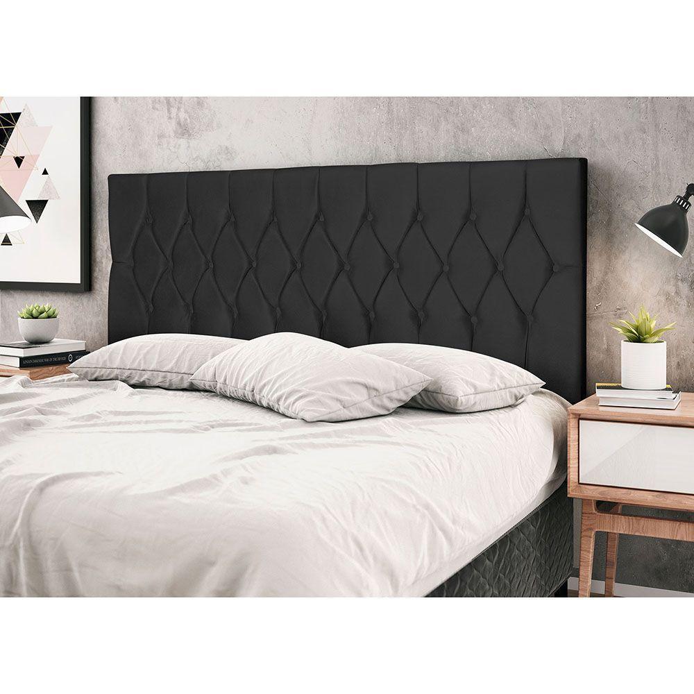 Cabeceira Madri Para Cama Box Solteiro 94 Cm Suede Preto - 3