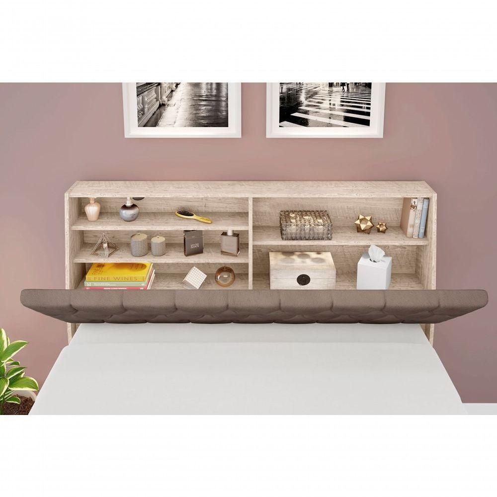 Cabeceira Box Casal Isis Amarula Com Capitonê Bege Escuro - 4