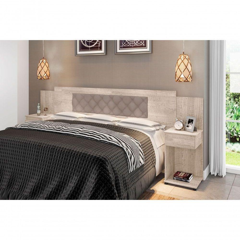 Cabeceira Box Bruna Amarula Com Capitonê Bege Claro - 1