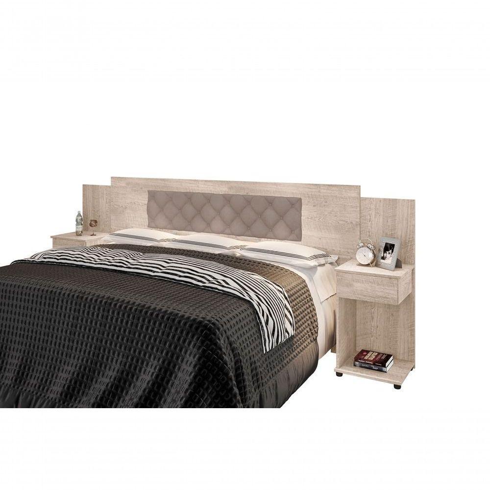 Cabeceira Box Bruna Amarula Com Capitonê Bege Claro - 2