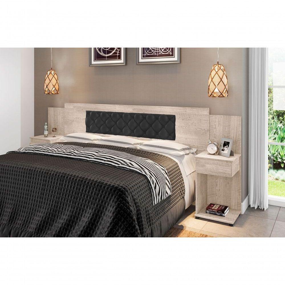 Cabeceira Box Bruna Amarula Com Capitonê Preto - 1