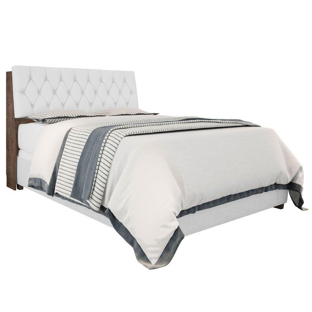 Cabeceira Box Casal Isis Chocolate Com Capitonê Branco - 3