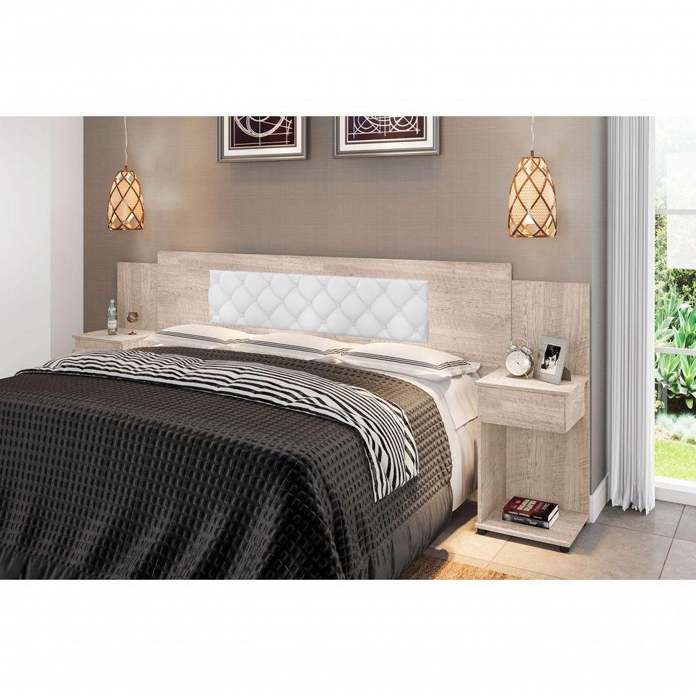 Cabeceira Box Bruna Amarula Com Capitonê Branco - 1