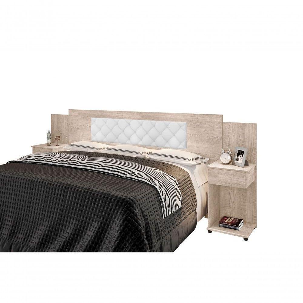 Cabeceira Box Bruna Amarula Com Capitonê Branco - 2