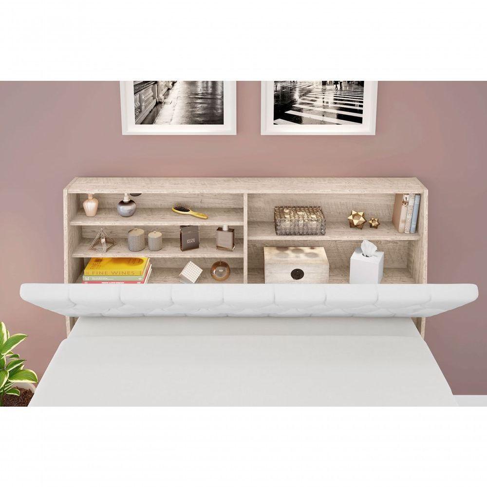 Cabeceira Box Casal Isis Amarula Com Capitonê Branco - 4