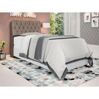 Cabeceira Box Solteiro Isis Chocolate Capitonê Bege Escuro - 1