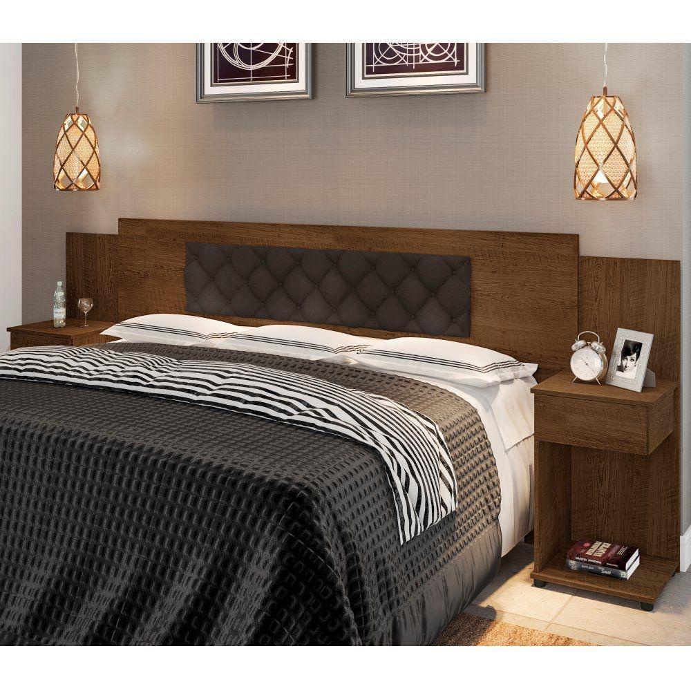 Cabeceira Box Ajustável Giovana Malbec Captonê Marrom - 1