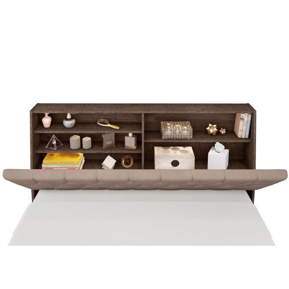 Cabeceira Box Casal Isis Chocolate Com Capitonê Bege - 2