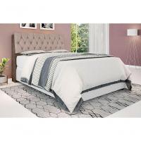 Cabeceira Box Casal Isis Chocolate Com Capitonê Bege - 1