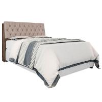 Cabeceira Box Casal Isis Chocolate Com Capitonê Bege - 3