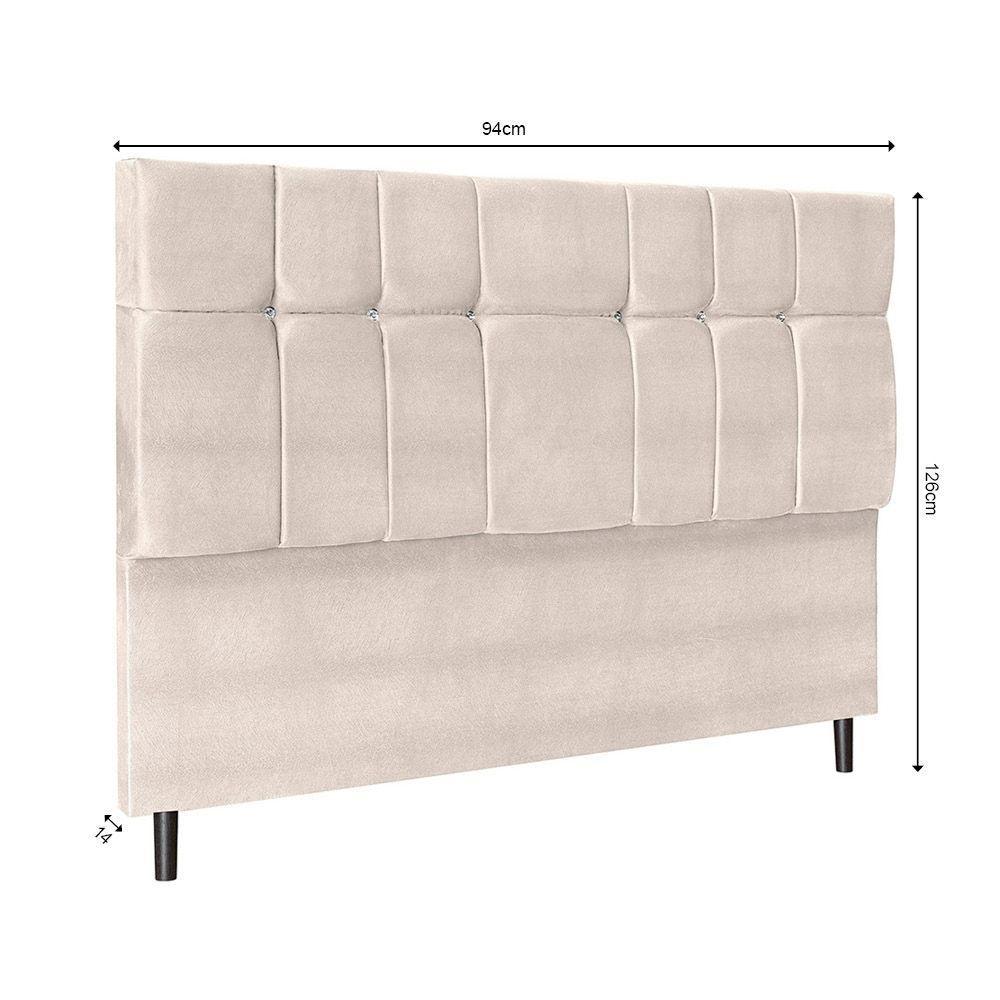 Cabeceira Paris Para Cama Box Solteiro 94 Cm Suede Bege - 2
