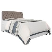 Cabeceira Box Casal Isis Branco Com Capitonê Bege Escuro - 5