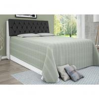 Cabeceira Box Casal Isis Branco Com Capitonê Preto - 1