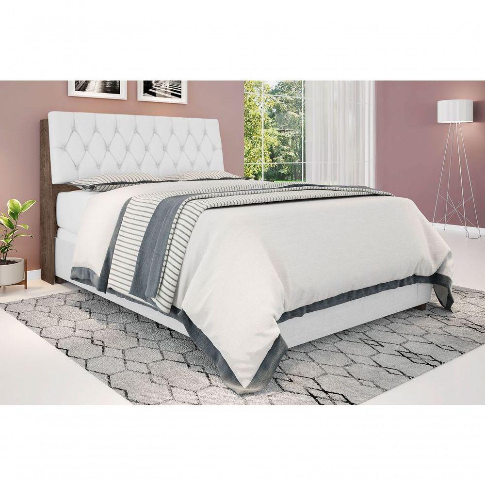 Cabeceira Box Queen Isis Chocolate Com Capitonê Branco - 1